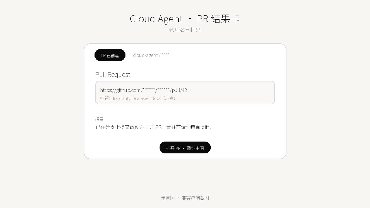 PR 链接卡示意(仓库名已打码)