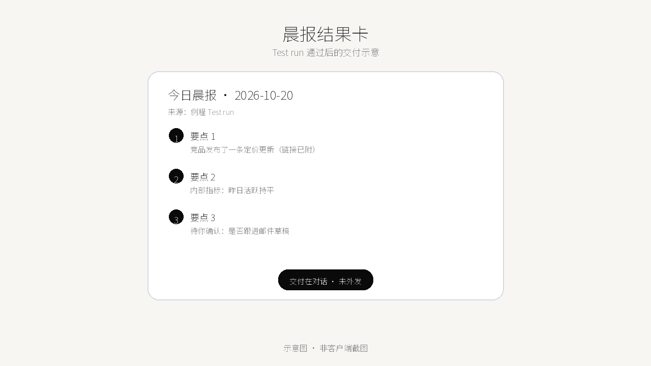 晨报结果卡示意